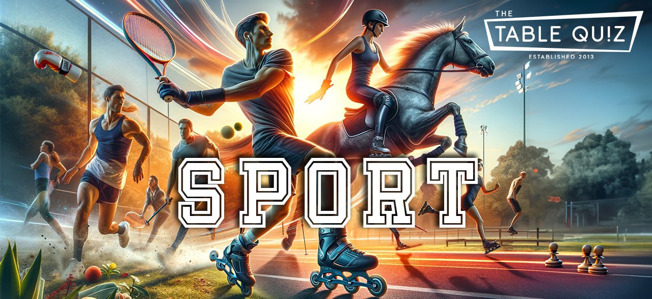 Titelbild mit dem Text SPort und Table Quiz Logo. dahinter verschiedene Sportarten